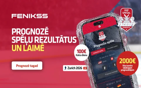 "Fenikss" hokeja prognožu spēle 2026: prognozē rezultātus un laimē 2000 eiro